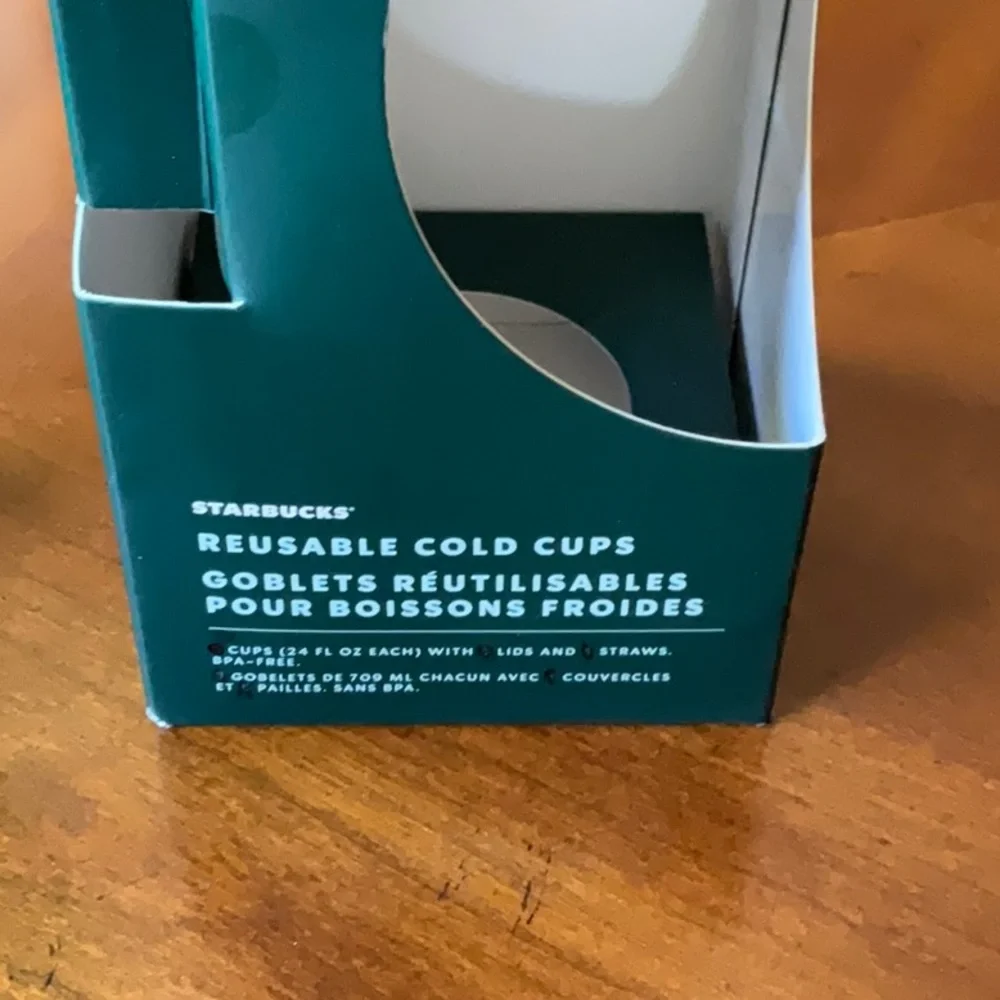 Starbucks Holiday Reusable Cold Cups with lids and straws, set of 3